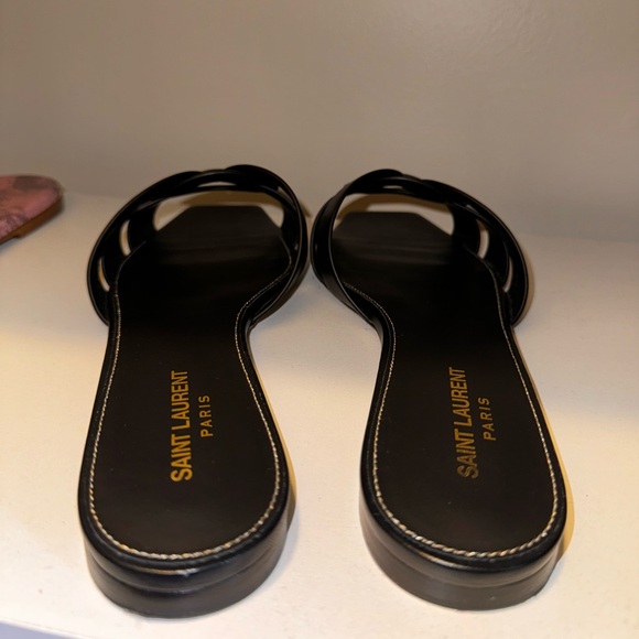Saint Laurent Tribute Leather Mules Slides Sandals EU 40.5 - Picture 10 of 12